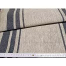 Heavyweight linen fabric beige-dark denim blue striped 50 cm