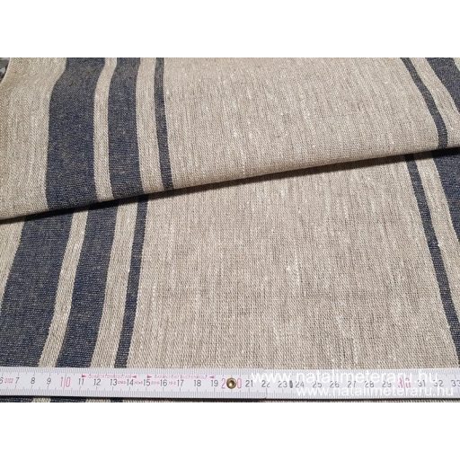Vastag lenvászon bézs-sötét farmerkék csíkos 50cm-es