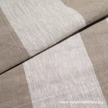   Heavyweight linen fabric beige-dark beige wide striped, 50 cm