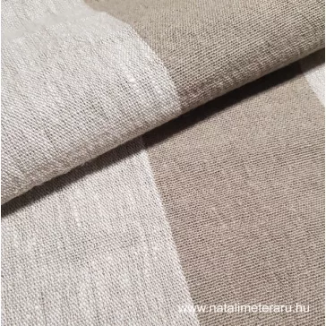  Vastag lenvászon bézs-sötétbézs széles csíkos, 50cm-es