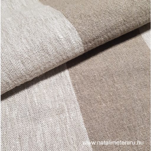 Vastag lenvászon bézs-sötétbézs széles csíkos, 50cm-es