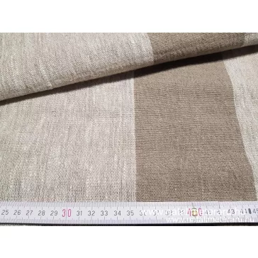   Vastag lenvászon bézs-sötétbézs széles csíkos, 50cm-es
