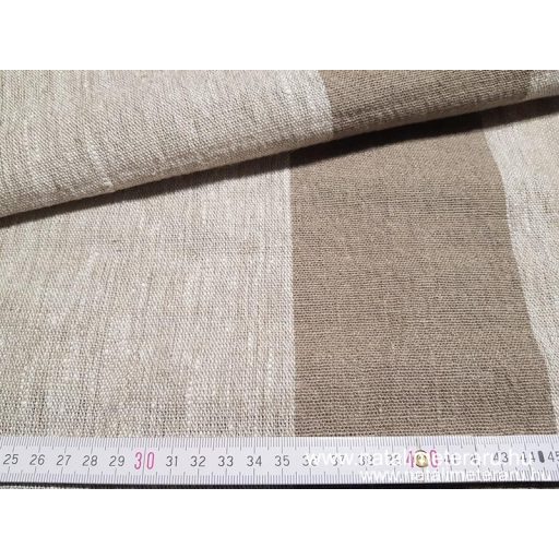Vastag lenvászon bézs-sötétbézs széles csíkos, 50cm-es